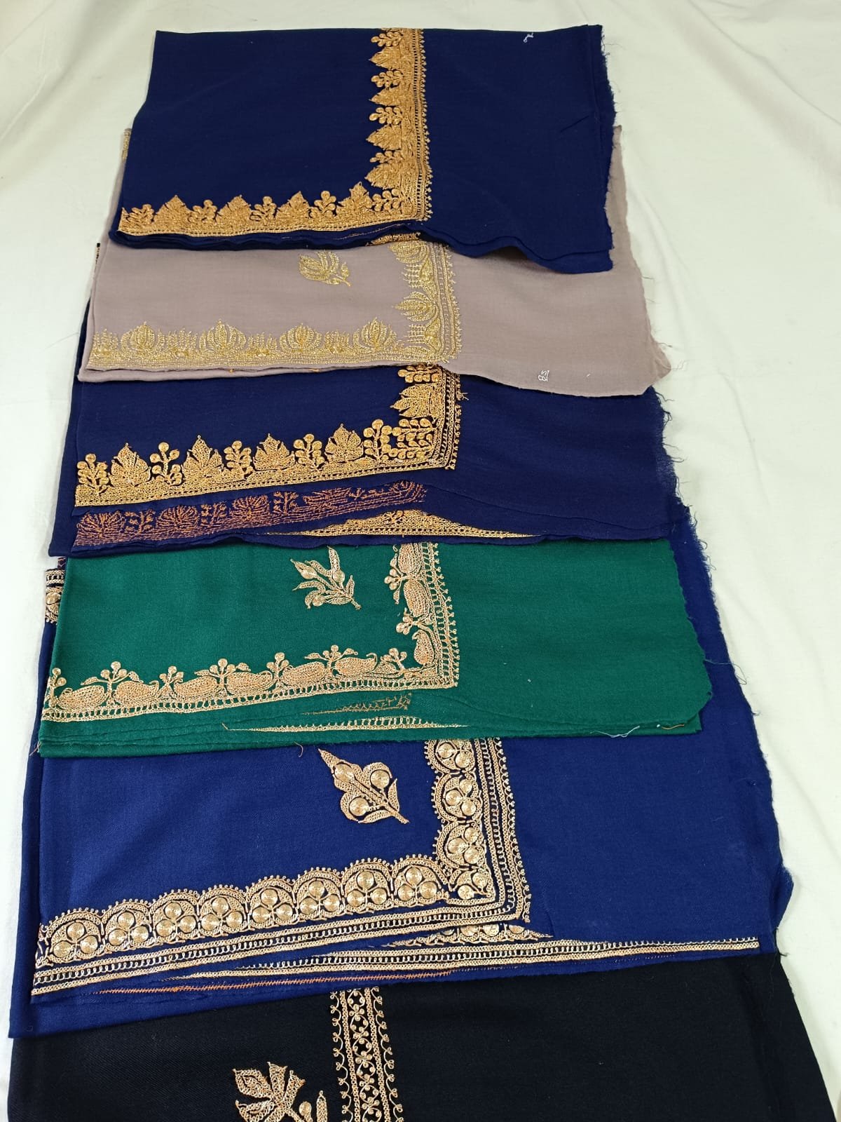 Tilla handmade embroidery border semi pashmina shawl more colours and designs are available